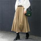 Accordion-pleat Faux-leather Skirt