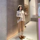Chunky Knit Turtleneck Sweater / Straight-fit Pants