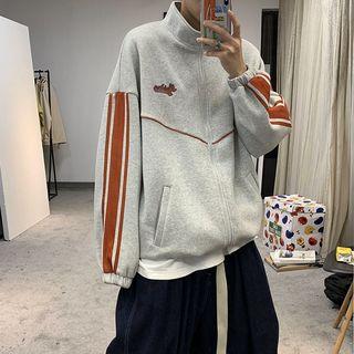 Contrast-trim Fleece-lined Zip Jacket