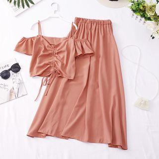 Set: Cold Shoulder Top + A-line Maxi Skirt