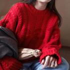 Cable Knit Sweater Red - One Size