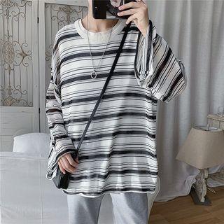 Striped Long-sleeve Oversize Knit Top