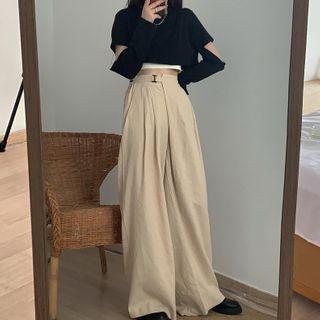 Long-sleeve Cutout T-shirt / Strappy Top / Pants