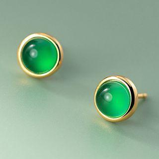 Agate Bead Sterling Silver Earring
