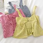 Twisted Front Gingham Sleeveless Top
