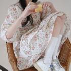 Square-neck Floral Maxi A-line Dress White - One Size