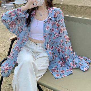 Rose Long-sleeve Shirt Blue - One Size