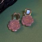Flower Faux Crystal Earring 1 Pair - Pink - One Size