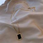 Rectangle Pendant Necklace Necklace - Square - Black - One Size