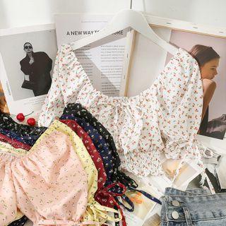 Floral Off-shoulder Smocked Crop Top In 6 Colors