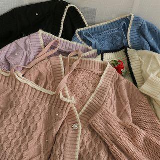 Set: Knit Crop Top + Loose Cardigan
