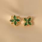 Rhinestone Flower Stud Earring 1 Pair - Green - One Size