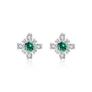 Sterling Silver Fashion And Elegant Flower Stud Earrings With Cubic Zirconia Silver - One Size
