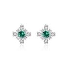 Sterling Silver Fashion And Elegant Flower Stud Earrings With Cubic Zirconia Silver - One Size