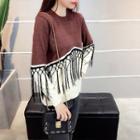 Fringed Two-tone Sweater