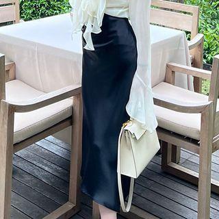 Silky Midi Pencil Skirt