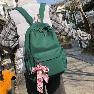 Bow-accent Plain Nylon Backpack