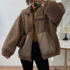 Fleece Panel Zip Cardigan