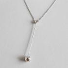925 Sterling Silver Ball Drop Y Necklace Silver - One Size