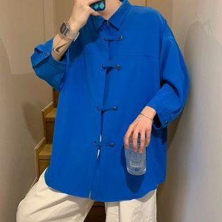 3/4-sleeve Loop Button Shirt