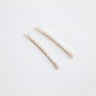 Faux-pearl Hair Pin Set Of 2 Gold - One Size