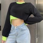 Long-sleeve Asymmetrical Cropped T-shirt