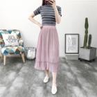 Accordion Midi Chiffon Skirt