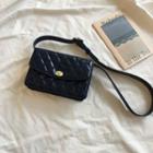 Quilted Faux Leather Crossbody Bag 162 - Dark Blue - One Size