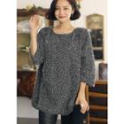 3/4-sleeve Furry-knit Top