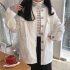 Contrast Cuff Buttoned Jacket White - One Size