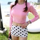 2-piece Dotted Long-sleeve Swimsuit