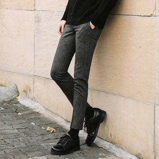Front-tab Wool Blend Slim-fit Dress Pants