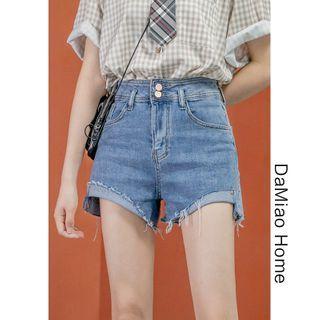 Dip-back Rolled Denim Hot Shorts