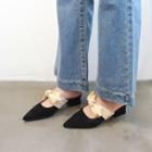 Faux Leather Bow Pointed Mules