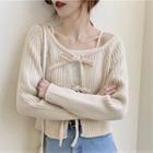 Long-sleeve Knit Sweater / Camisole Top