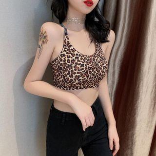 Leopard Print Cropped Camisole Top Leopard - One Size