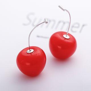 Cherry Earring 1 Pair - Type B - Red & Silver - One Size