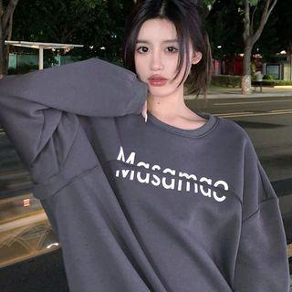 Lettering Print Sweatshirt / Pleated Mini A-line Skirt