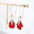 Rose Dangle Earring A369 - Red Rose - 1 Pair - Red - One Size