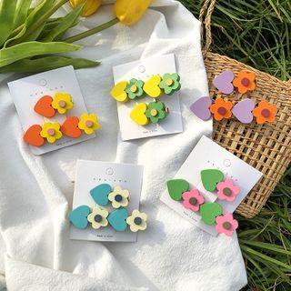 Wooden Heart & Flower Hair Clip