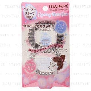Mapepe - Spring Hair Rubber (metallic Silver X Black) 2 Pcs