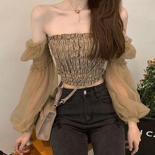 Square-neck Puff-sleeve Blouse As Figure - One Size