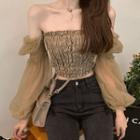 Square-neck Puff-sleeve Blouse As Figure - One Size
