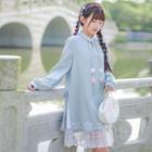 Flower Embroidered Lace Panel Long-sleeve Hanfu Dress