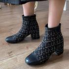 Cap-toe Block Heel Short Boots