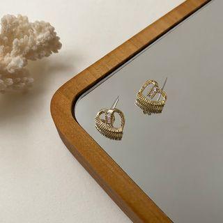 Heart Stud Earring 1 Pair - Stud Earring - Gold - One Size