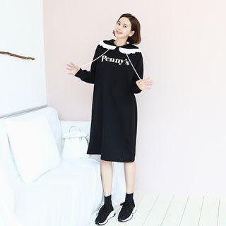 Frilled-detail Hooded Pullover Dress