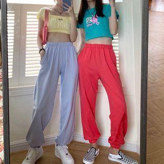 Square Neck Short-sleeve Top / Sweatpants