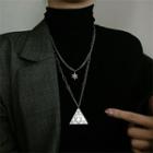 Snowflake Triangle Pendant Layered Chain Necklace As Shown In Figure - One Size
