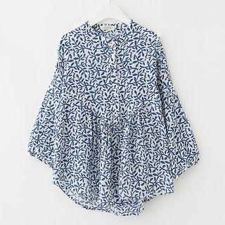Floral Print Stand-collar Blouse